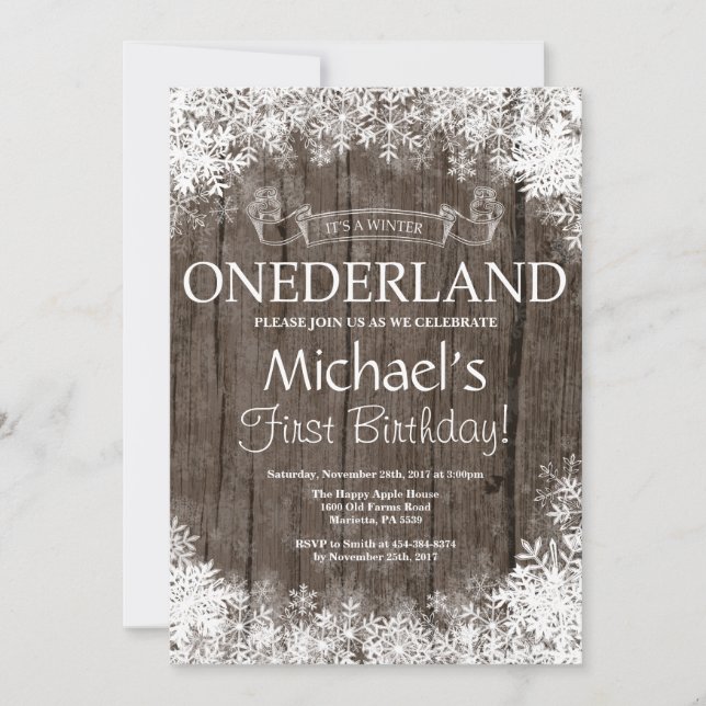 Winter Onederland 1er Anniversaire Invitation (Devant)