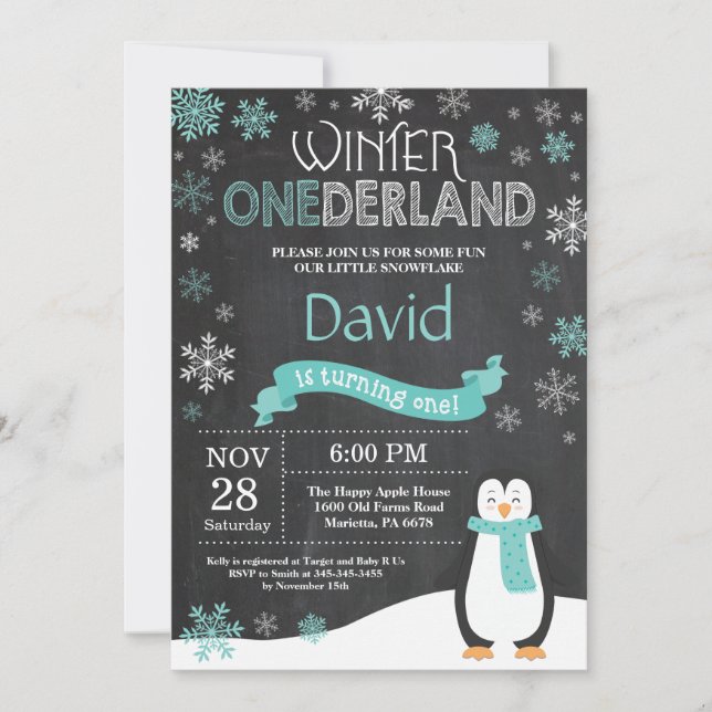 Winter Onederland 1er Anniversaire Invitation (Devant)