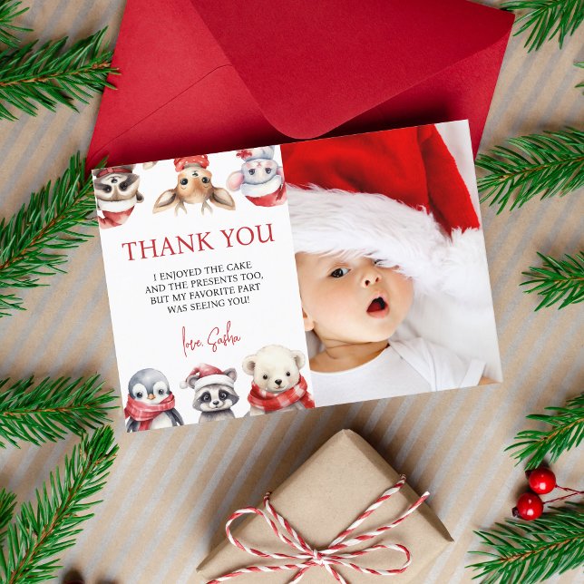 Winter Onederland 1st birthday Animals  Thank You Card (Winter Onederland - 1st birthday thank you card)