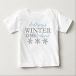 Winter ONEderland 1st Birthday Baby T-Shirt<br><div class="desc">Celebrate in style with this trendy 1st birthday t-shirt. The design is easy to personalize with your own wording and your little snowflake will look so cute wearing this sweet custom t-shirt. Matching party items can be found in the collection.</div>