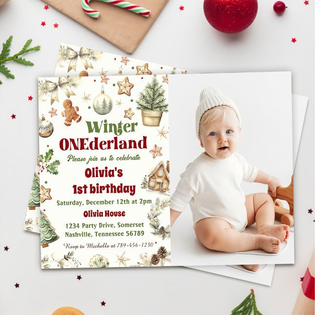 Winter Onederland 1st Birthday Cookies Christmas Invitation (Creator Uploaded)
