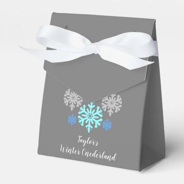Winter Onederland 1st Birthday Favor Box (Front Side)