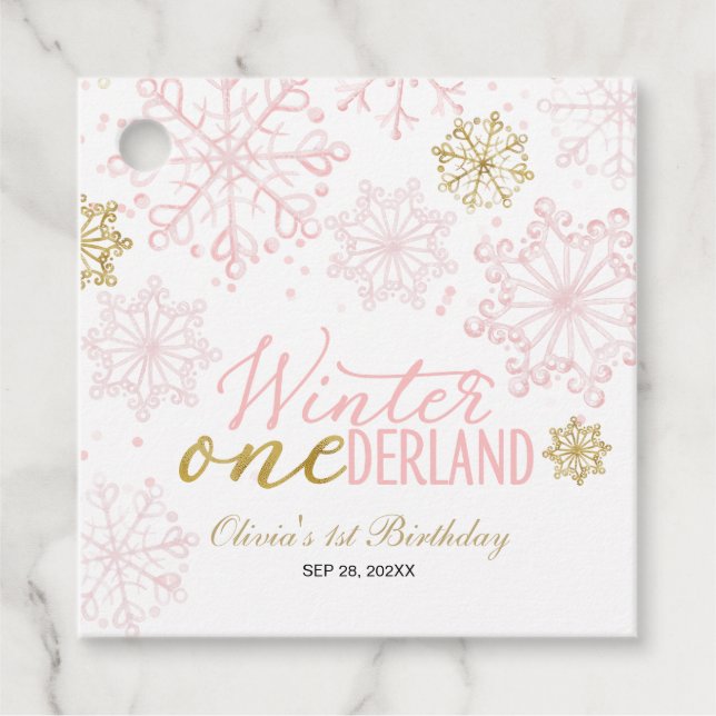 Winter Onederland 1st Birthday  Favour Tags (Front)