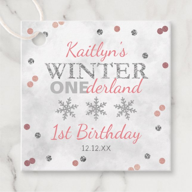 Winter ONEderland 1st Birthday Favour Tags (Front)