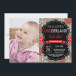Winter Onederland 1st Birthday Invitation<br><div class="desc">Winter Onederland Boy or Girl 1st Birthday Invitation with custom photo. Red and White Snowflake. First Birthday. Boy or Girl 1st Bday Invite. Rustic Wood Chalkboard Background. Black and White. Red Ribbon. For further customization,  please click the "Customize it" button and use our design tool to modify this template.</div>