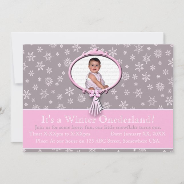 Winter Onederland 1st Birthday Invitation (Front)