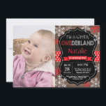 Winter Onederland 1st Birthday Invitation<br><div class="desc">Winter Onederland Boy or Girl 1st Birthday Invitation with custom photo. Red and White Snowflake. First Birthday. Boy or Girl 1st Bday Invite. Rustic Wood Chalkboard Background. Black and White. Red Ribbon. For further customization,  please click the "Customize it" button and use our design tool to modify this template.</div>