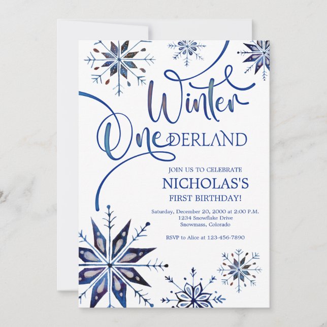 Winter Onederland 1st Birthday Invitation (Front)