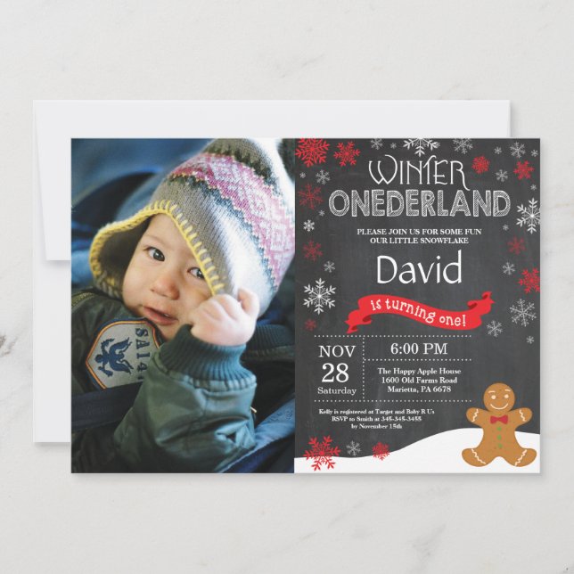 Winter Onederland 1st Birthday Invitation (Front)