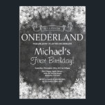 Winter Onederland 1st Birthday Invitation<br><div class="desc">Winter Onederland 1st Birthday Invitation. White Snowflake. First Birthday. Boy or Girl 1st Bday Invite. Chalkboard Background. Black and White. For further customization,  please click the "Customize it" button and use our design tool to modify this template.</div>