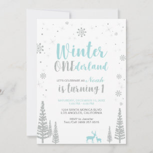Winter Onederland 1st Birthday Invitation - Boy