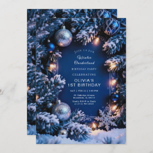 Winter ONEderland 1st Birthday Invitation Editable