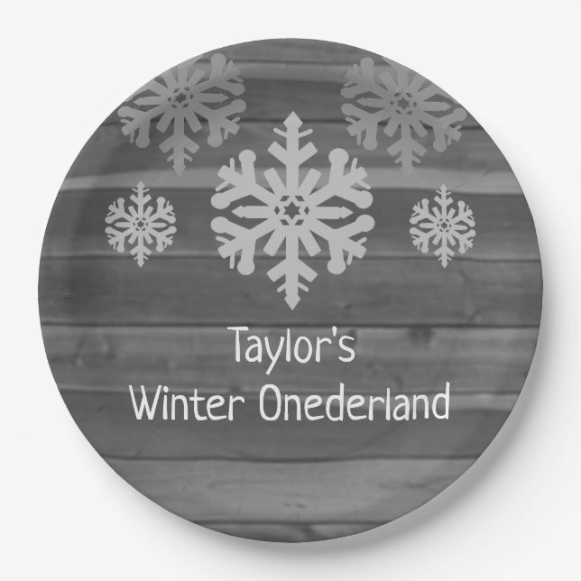 Winter Onederland 1st Birthday Paper Plate (Front)