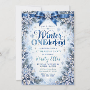 Winter ONEderland 1st Birthday Party Invitation