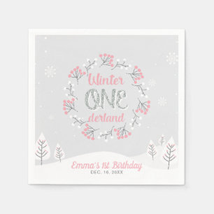 Winter Onederland 1st Birthday Party Paper Napkin