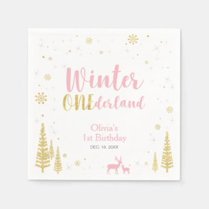 Winter Onederland 1st Birthday Party Paper Napkin