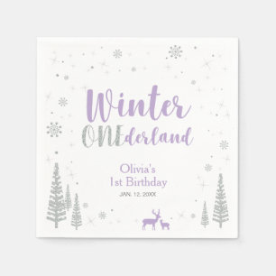 Winter Onederland 1st Birthday Party Paper Napkin
