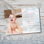 Winter ONEderland 1st Birthday Photo Pink and Gold Invitation<br><div class="desc">A cute 1st birthday winter ONEderland invitation featuring baby's 1st-year photo,  elegant typography and delicate snowflakes on a winter frost background. Designed by Thisisnotme©</div>