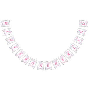 Winter Onederland 1st Birthday Pink Cute Modern Bunting Flags