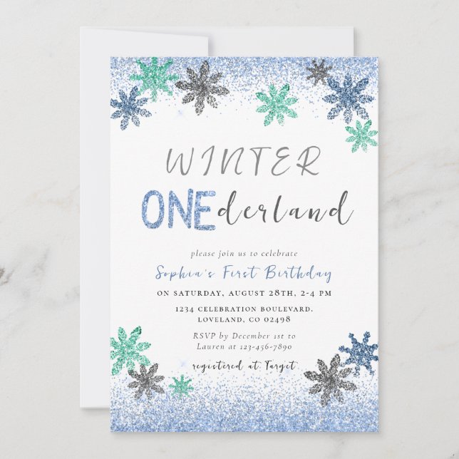 Winter Onederland 1st Birthday Winter Invitation (Front)