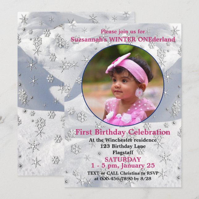Winter ONEderland 1stt Birthday Snowflake Template (Front/Back)