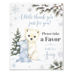 Winter Onederland Arctic Animal 1st Birthday Favou Photo Print