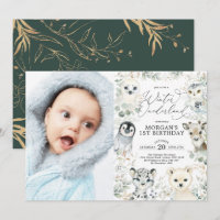 Winter Onederland Arctic Animals Greenery Birthday