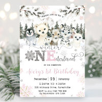 Winter Onederland Arctic Animals Snow 1st Birthday