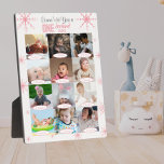 Winter onederland Baby's 1st Year Photo Collage Plaque<br><div class="desc">A Pink winter wonderland birthday gift, keepsake or decor to display the baby first year from month to month in a photo collage. Perfect gift for birthday with pink colour and glittered background snowflakes and a personalized photo of a baby. Perfect for 1st birthday. Just upload your baby's photos and...</div>