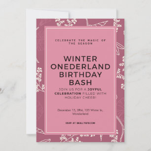 Winter ONEderland Birthday Bash custom Invitation
