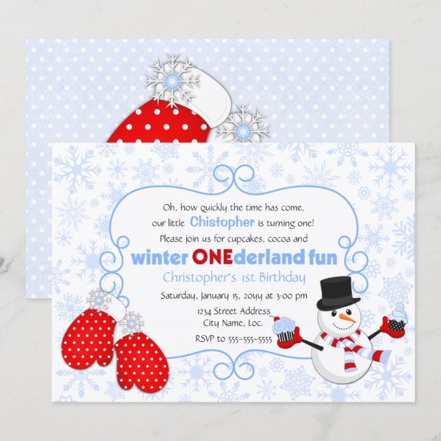 Winter ONEderland Birthday Invitation (Front/Back)