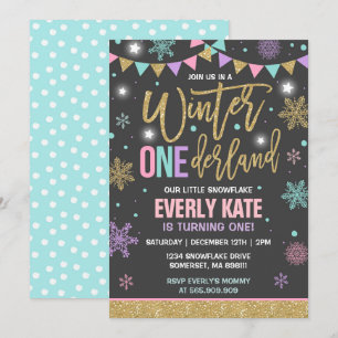Winter ONEderland Birthday Invitation Pink & Gold