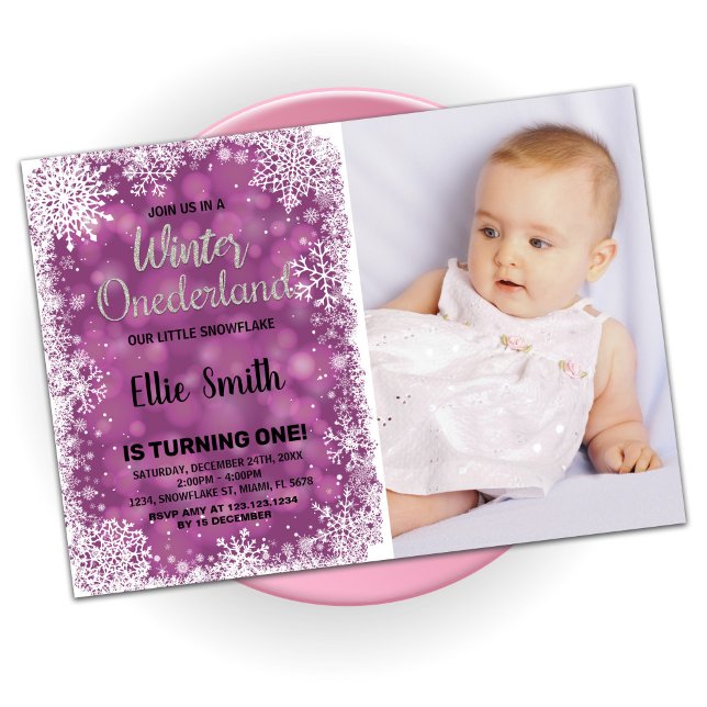 Winter Onederland Birthday Invitations with photo (Winter Onederland Birthday Invitations with photo)