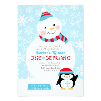 Penguin Winter Onederland Invitations 7