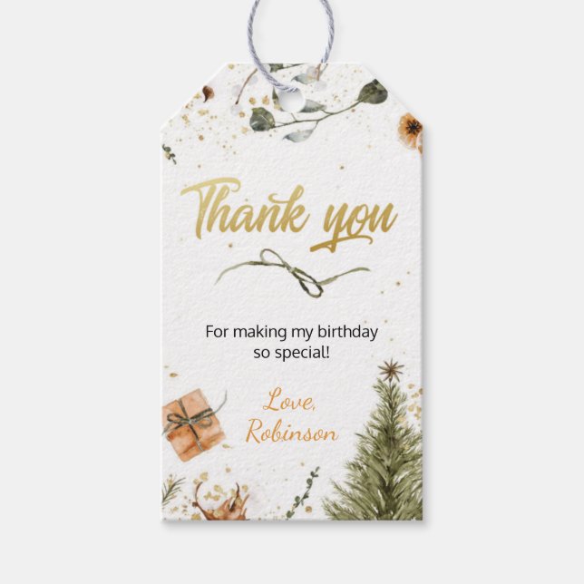 Winter Onederland Birthday Thank You Favour Tag (Front)