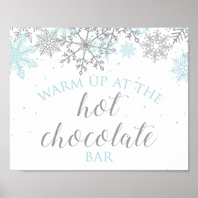 Winter Onederland Blue + Silver Hot Chocolate Bar Poster (Front)