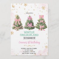 Winter Onederland bow tree invitation