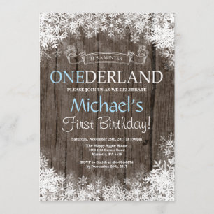 Winter Onederland Boy 1er Anniversaire Invitation