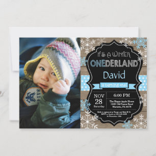 Winter Onederland Boy 1er Anniversaire Invitation