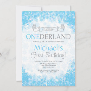 Winter Onederland Boy 1st Birthday Invitation