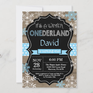Winter Onederland Boy 1st Birthday Invitation