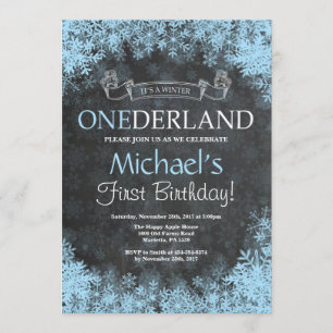 Winter Onederland Boy 1st Birthday Invitation