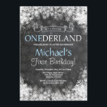 Winter Onederland Boy 1st Birthday Invitation<br><div class="desc">Winter Onederland Boy 1st Birthday Invitation. White Snowflake. First Birthday. Boy 1st Bday Invite. Chalkboard Background. Black and White. For further customization,  please click the "Customize it" button and use our design tool to modify this template.</div>