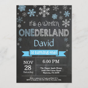 Winter Onederland Boy 1st Birthday Invitation