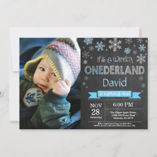 Winter Onederland Boy 1st Birthday Invitation
