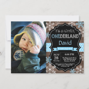 Winter Onederland Boy 1st Birthday Invitation