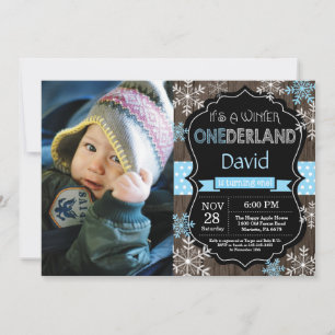 Winter Onederland Boy 1st Birthday Invitation