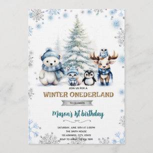 Winter Onederland boy invitation