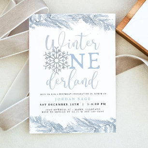 Winter Onederland Boy Invitation, Blue Snowflake Invitation