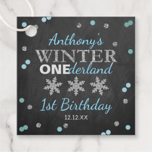 Winter ONEderland Chalkboard 1st Birthday Favour Tags